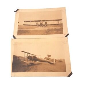 Antique Aviation Real Photo Post Card Biplane 1920s Airplanes Lot Of 2